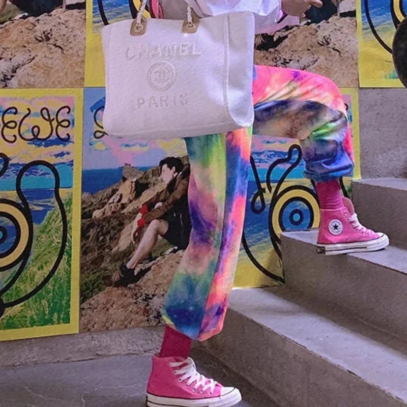 

Autumn Women's trousers 2021 Summer New Tie-Dye Fashion Casual Sports Pants Female Harem Pants women Tie Dye Elastic Waist pants