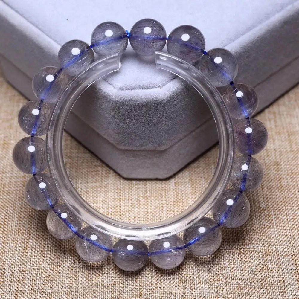 

Natural Black Super Seven 7 Firework Rutilated Bracelet Flower Clear Round Beads Bracelet 11mm Women Men Genuine AAAAAAA