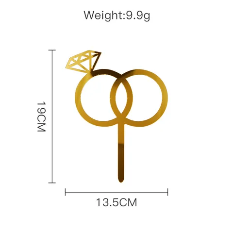INS Gold Mr & Mrs Свадебные акриловые топперы для торта бриллиантовые кольца на День святого Валентина Топпер для кексов для свадьбы