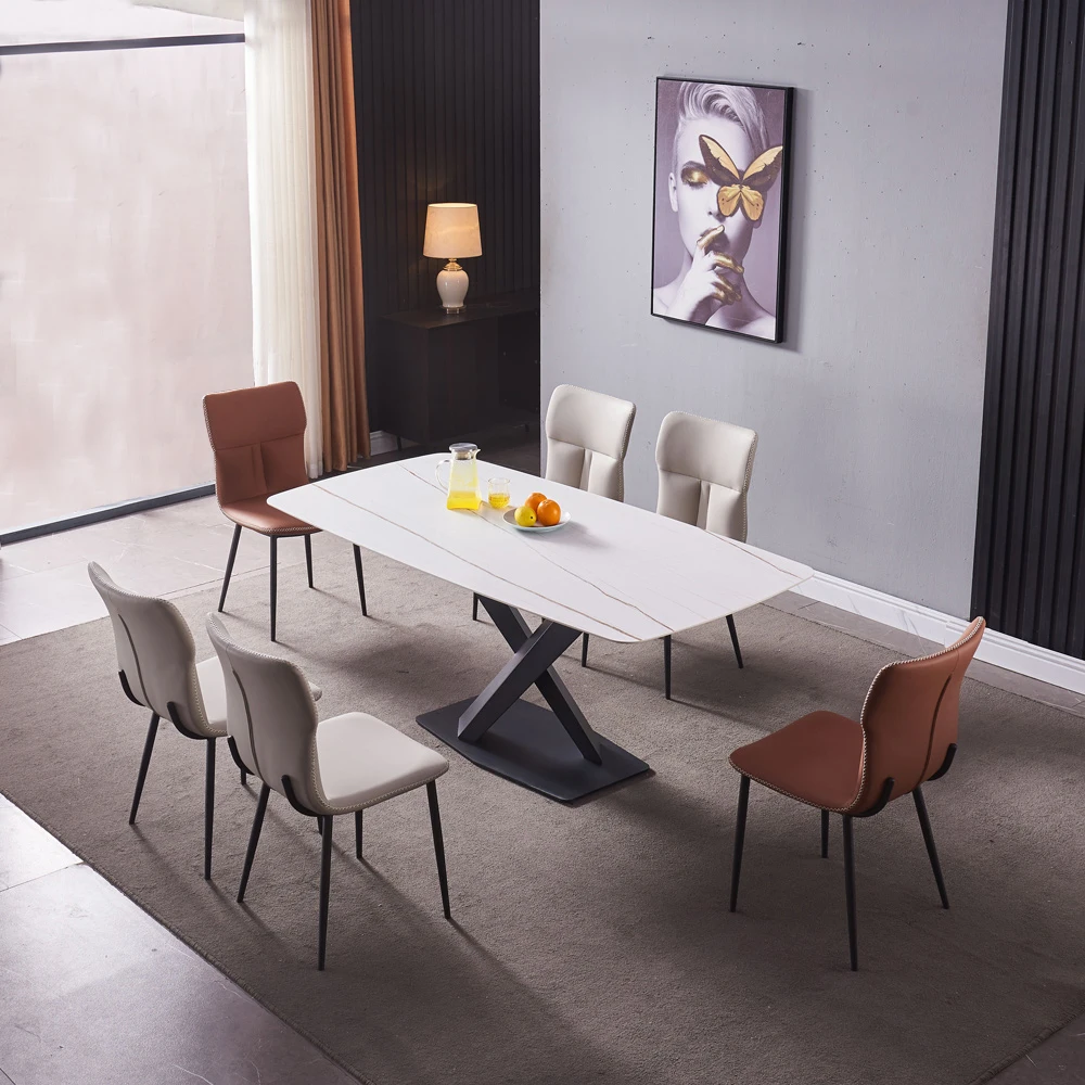 

Роскошный современный простой дизайн кожаный бархатный серый коричневый обеденный стул наборы 6 стульев стулья для отеля ресторана столов...