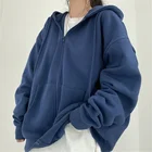 Осенняя толстовка на молнии, однотонный пуловер в Корейском стиле, парная куртка в стиле хип-хоп, Женская толстовка Оверсайз