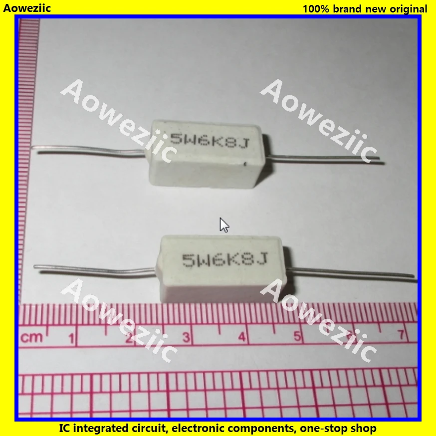 10 шт. горизонтальное сопротивление цемента RX27 5 Вт 6,8 K Ом 6,8 K RJ 5W6K8J 6800R 6800RJ керамическое сопротивление точность 5% Сопротивление мощности