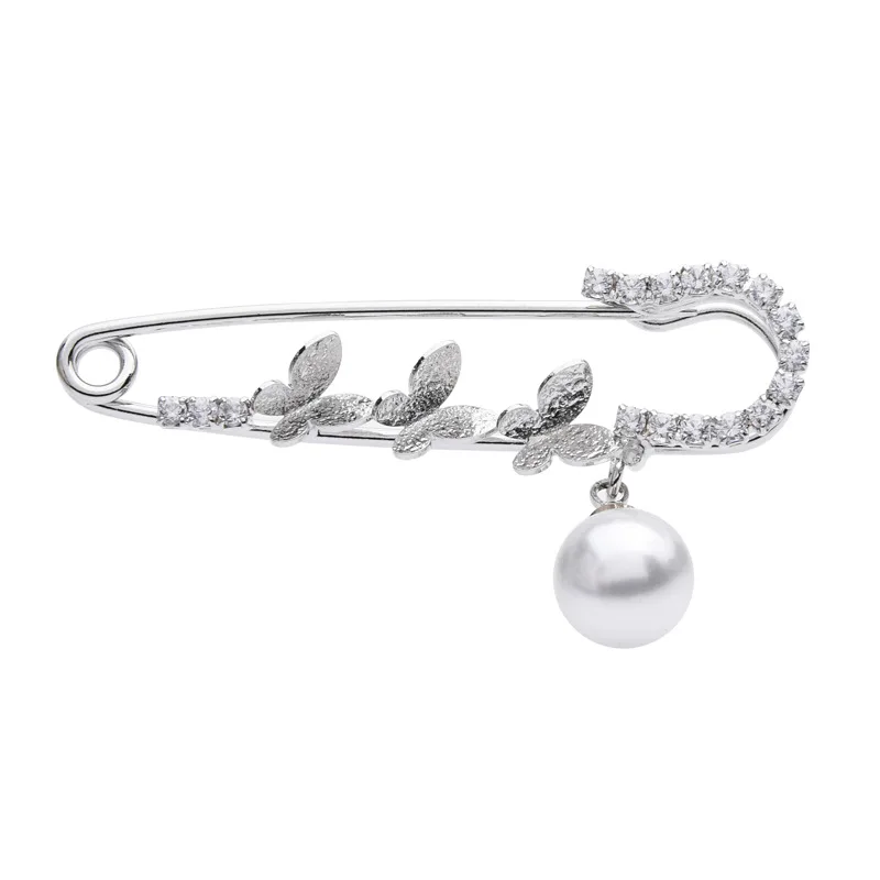 

10pcs/lot Gold Silver Safety Pin Fashion Butterfly Pearl Collar Shawl Buckle Sweater Simple Brooch Accessoriess Dress Sewing