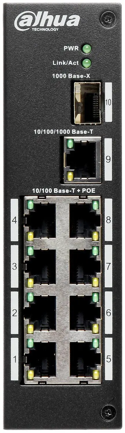 Dahua DH PFS3110 8P 96 неуправляемый двухслойный Промышленный Коммутатор PoE поддерживает