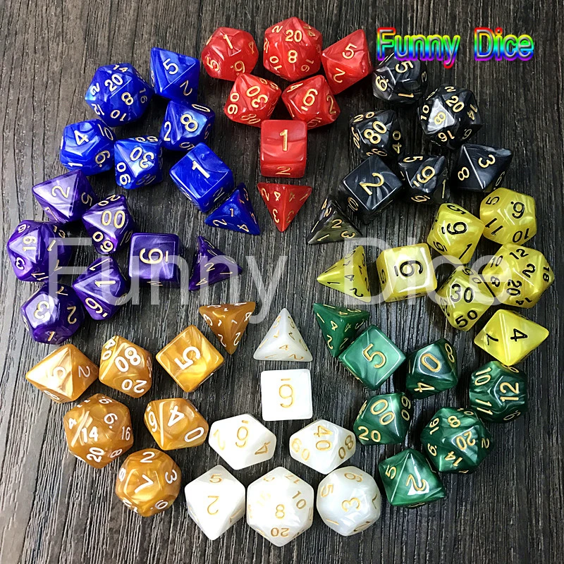Brand New 7pcs Dice Set with Pearlized Effect Poker DnD D4 d6 d8 d10 d12 d20 Polyhedral For Rpg Dnd Board Game as Gift|Кубики| |