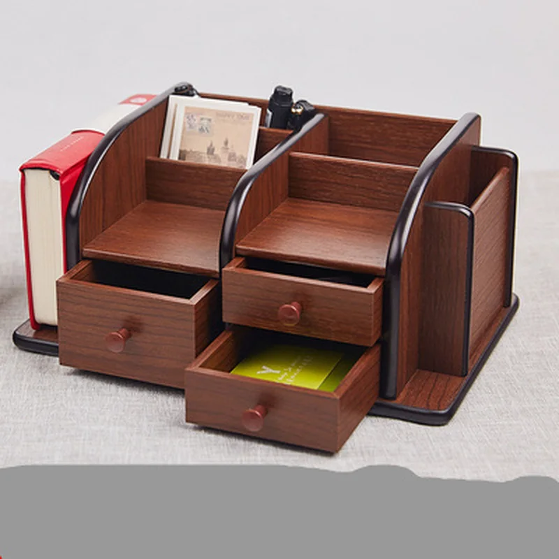 Многофункциональный деревянный ящик для хранения Настольный Органайзер