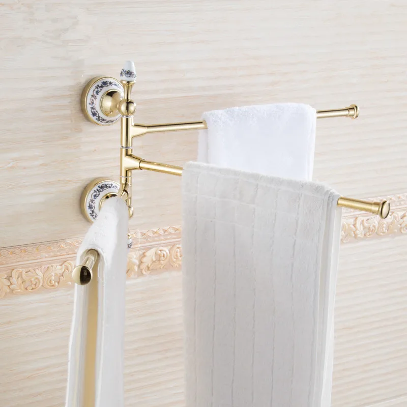 Латунная Складная Вращающаяся вешалка для полотенец 3 полоски | Обустройство