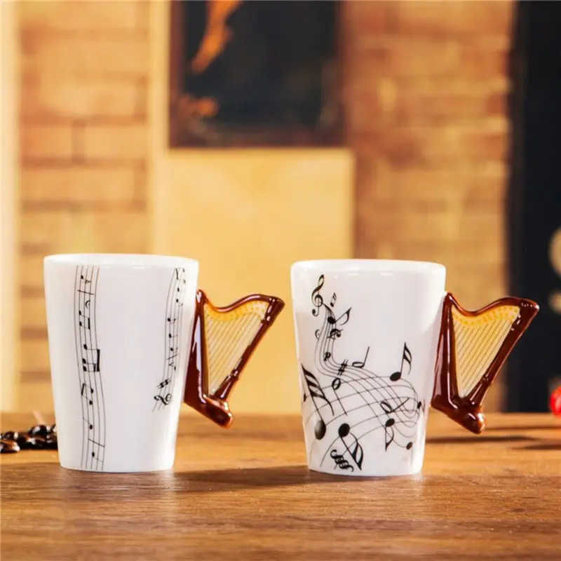 

Black & White Harp Coffee Mug Perfect Musician Keyboard Novelty Musical Gift