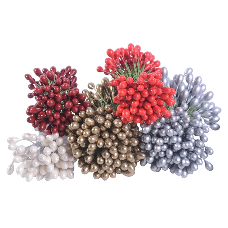 

5colors 5MM Artificial Flowers Cherry Stamen Berries Bunch For DIY Wedding Home Christmas Gift Box Wreaths Decoration