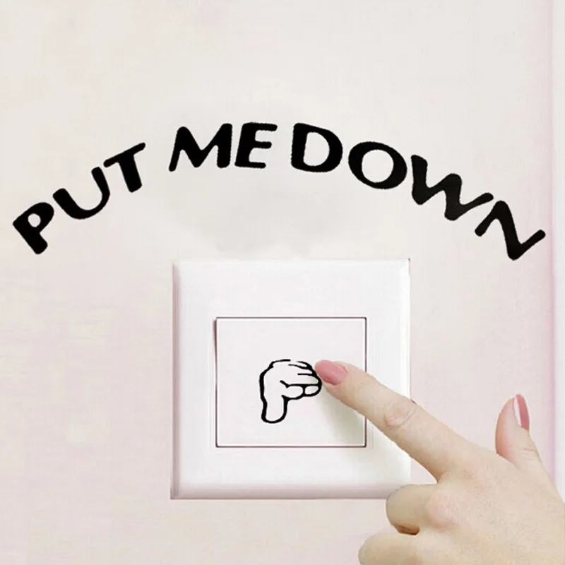 

Creative Design PUT ME DOWN Sign Gesture Toilet Seat Bathroom Wall Stickers Home Decor Wallpaper