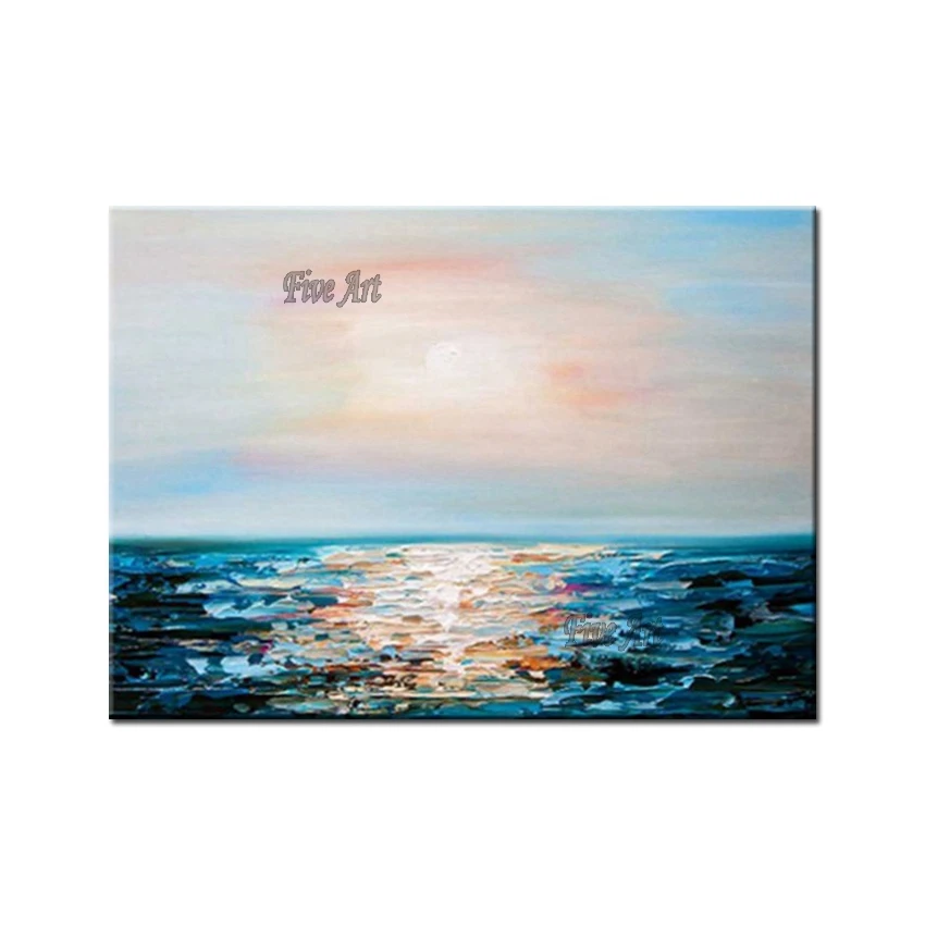 

Texture Seascape Paintings Wall Art Handmade Abstract Sunset Scenery Oil Painting Wall Decor Canvas Hangings Paintings Artwork