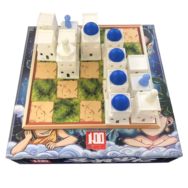 

2020New Cards Game Santorini Board Game Chinese Version Two-Person Double Two-Person Couple's Chess and Cards Leisure Party Card