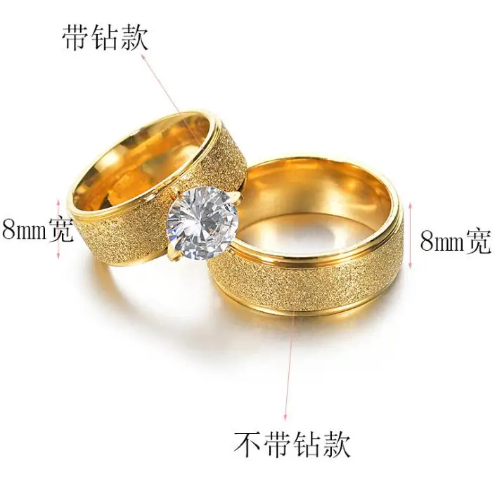 Visisap из титановой стали для мужчин и женщин пары кольцо 8 мм инкрустированные