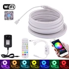 WIFI Bluetooth управление RGB неоновая полоса DC 12V Водонепроницаемая SMD 3535 96 LED sm Размер 6x1 2 мм Светодиодная лента