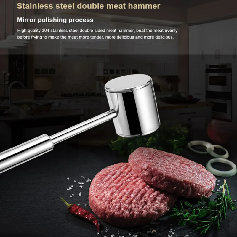 

1Pcs Profession Stainless Steel Meat Hammer Portable Loose Meat Hammer With Handle Meat Tenderizer Needle Kitchen Meat Tools