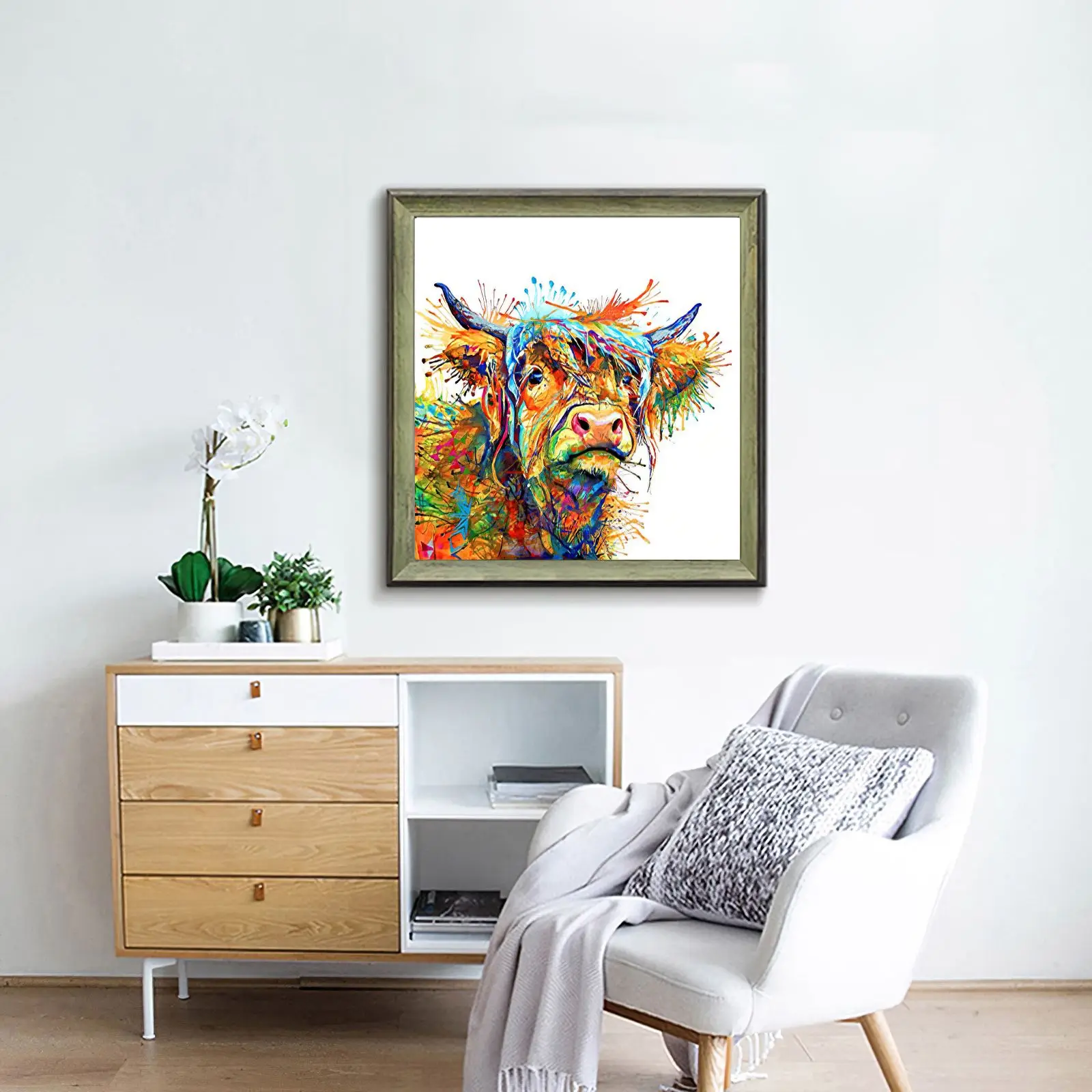 

Безрамная картина, искусственная кожа и принты, корова, яка, холст, живопись, декоративные картины, искусство для гостиной