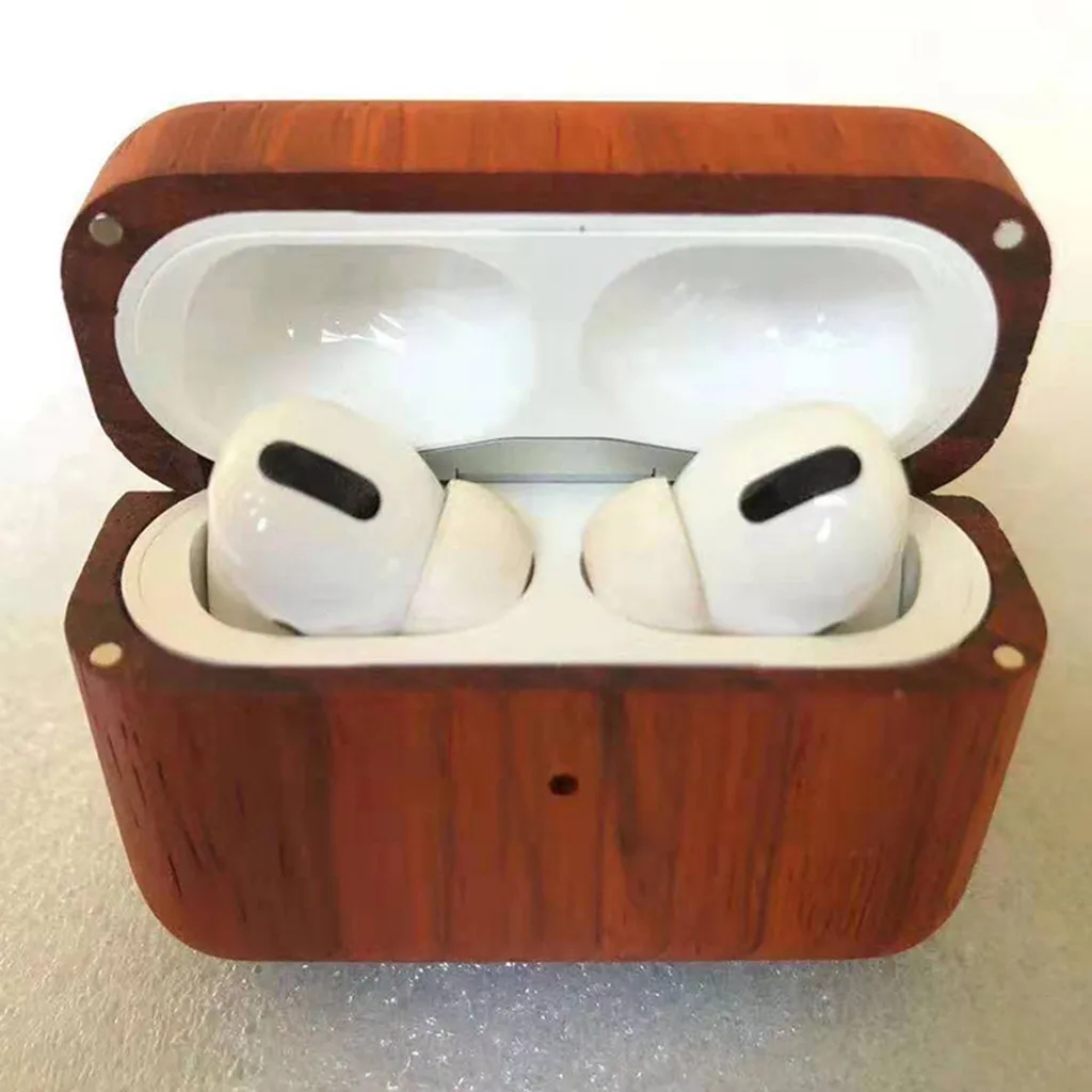 Жесткий Чехол для AirPods Pro защитный чехол ударопрочный из твердой древесины