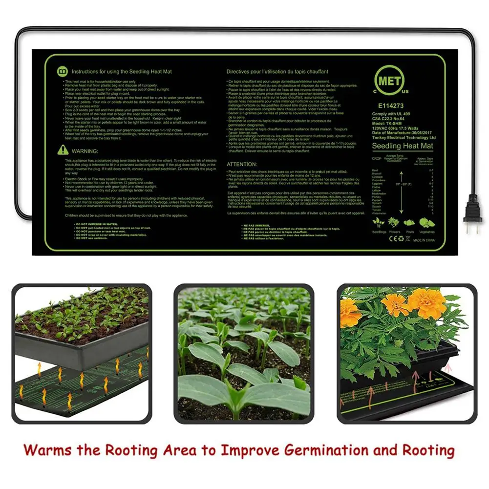 

1PC Seedling Heating Mat 50x25cm Waterproof Plant Seed Germination Propagation Clone Starter Pad 110V/220V 17.5W Garden Supplies