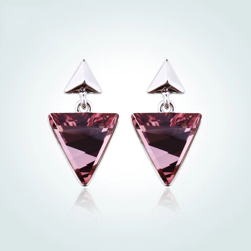 Warme Farben 925 пробы серебряные женские серьги с кристаллами от Swarovski треугольные геометрические свисающие серьги для банкета