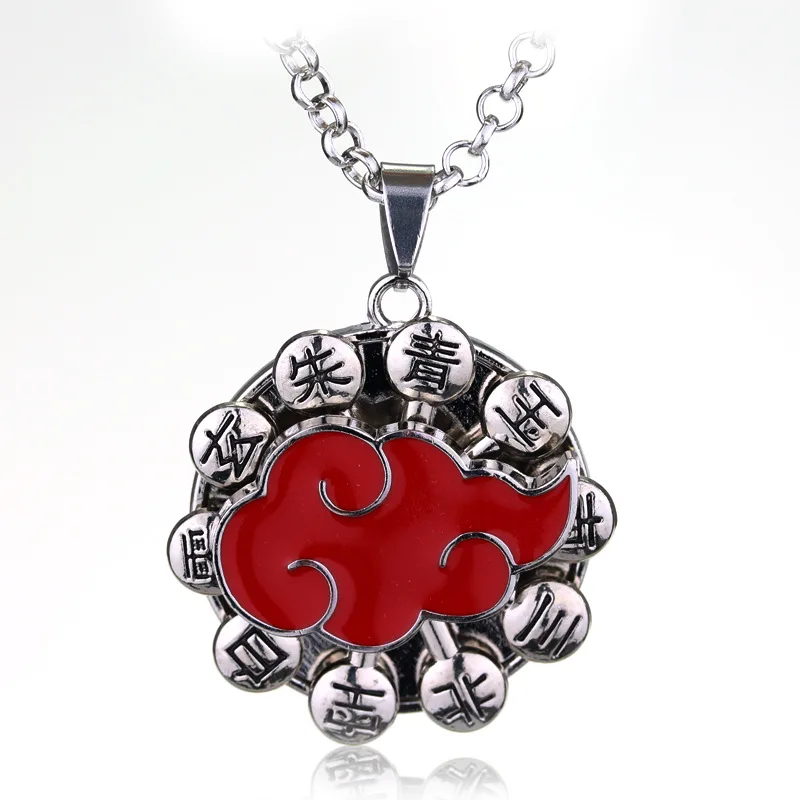 

Cartoon Necklace Pendant Akatsuki Red Cloud Logo Necklaces itachi uchiha Metal Necklaces For Fans Gifts And Boys Cosplay Props
