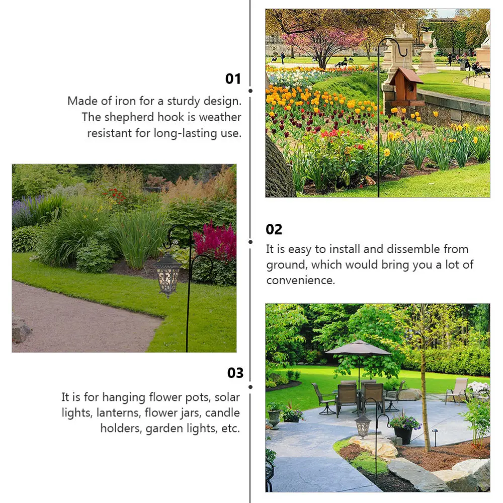 

2 Pcs Yard Shepherd Hook Ground Inserted Hook Iron Hanging Hook Garden Iron Hook