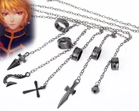 anime hunter x hunter kurapika cosplay metal ring accessories men five finger chain costume prop alloy pendant chain figerrings