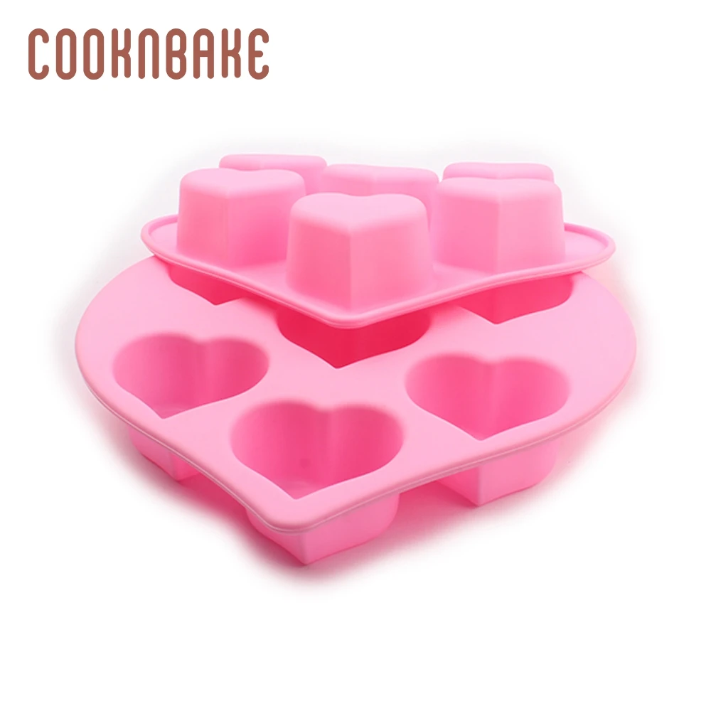 COOKNBAKE heart silicone mold for handmade soap 6 cavity resin candle tool cake bread biscuit pastry bakeware DIY Valentine |