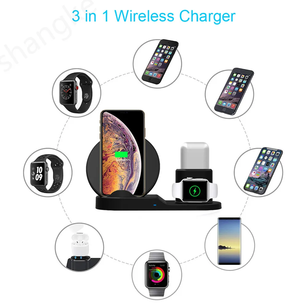 

Wireless Charger,3 in 1 Wireless Charging Stand for Apple Watch,Charging Station for Airpods,Fast Charger Dock for iphone xs max