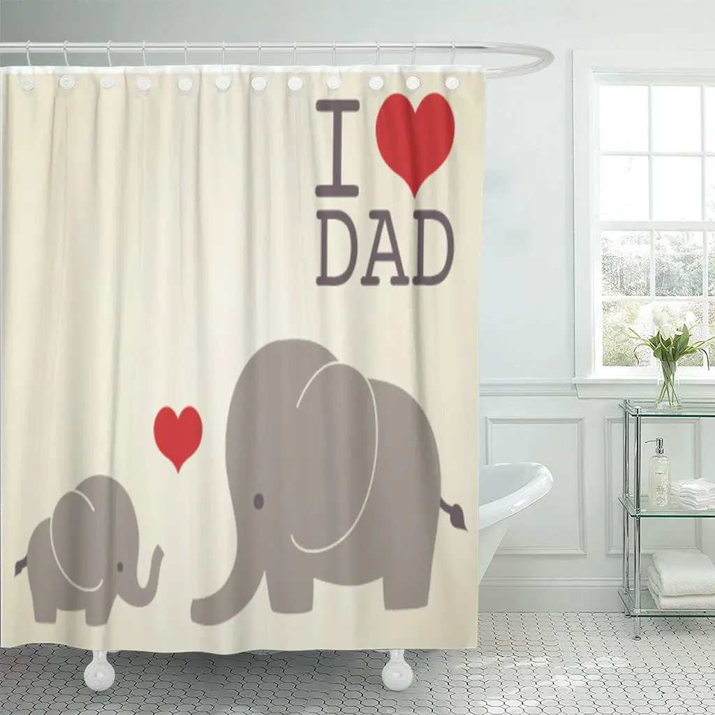

"Слон" Happy Fathers Day для малышей милый папочка душ Шторы полиэстер ткань 60x72 дюйма для ванной комнаты с крючками