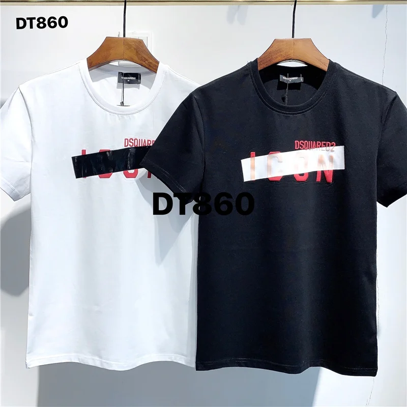 

2021 new Dsquared2 printed short-sleeved T-shirt men's letter mirror printing D2 fashion trend summer tide 009