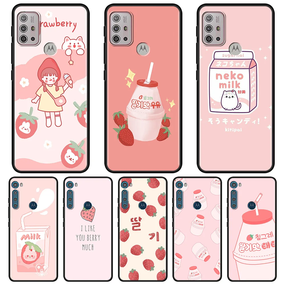 

Case For Moto One Fusion G Stylus G100 G60s G60 G50 G30 G20 G10 G9 G8 Plus Play Power Lite E40 E20 E6s Cute Strawberry Milk Box