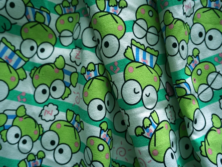 Keroppi лягушка Печать ручная работа пэтчворк хлопок холст ткань шитье подушка для сумки Diy скатерть-занавеска диван 91 см* 145 см
