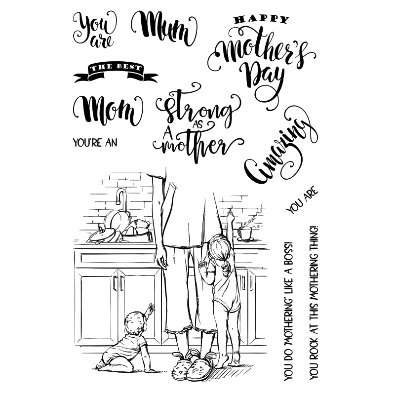 Уставшие как маме прозрачный силиконовый штамп/замазка для &quotсделай сам&quot