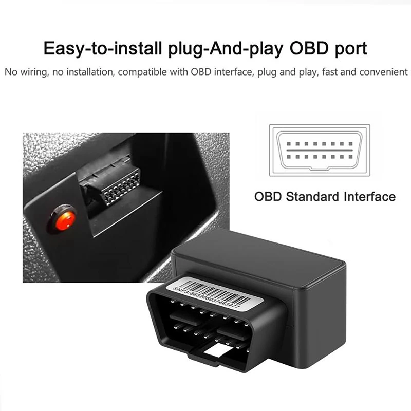 

OBD GPS Tracker Car Tracker Realtime Tracking Voice Monitor Mini GPS Locator Shock & Plug-Out Alarm APP Black