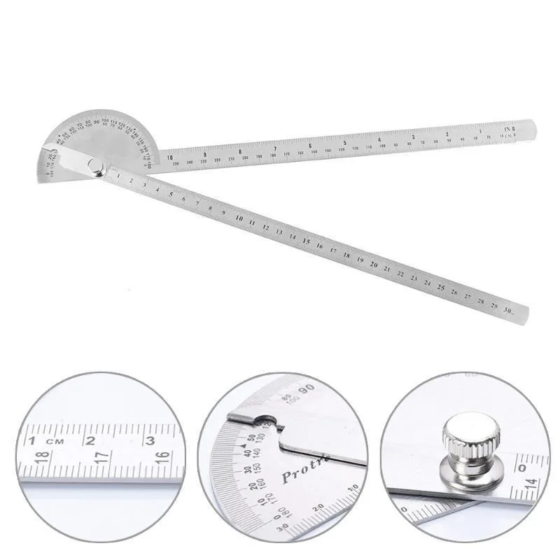 

180 degree adjustable protractor, multifunctional hand protractor, simple dual-arm stainless steel measuring tool