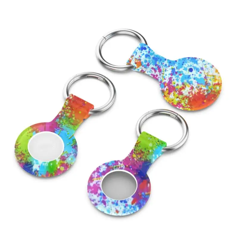 

For Apple AirTag Camouflage Color Protactive Silicone Shell For AirTags Tracker Personality Keychain Sleeve Color Totem Cover
