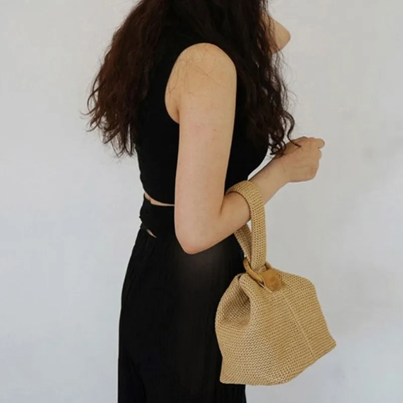Женская Плетеная соломенная мини сумка TTOU летняя плетеная Сумка цвета хаки с