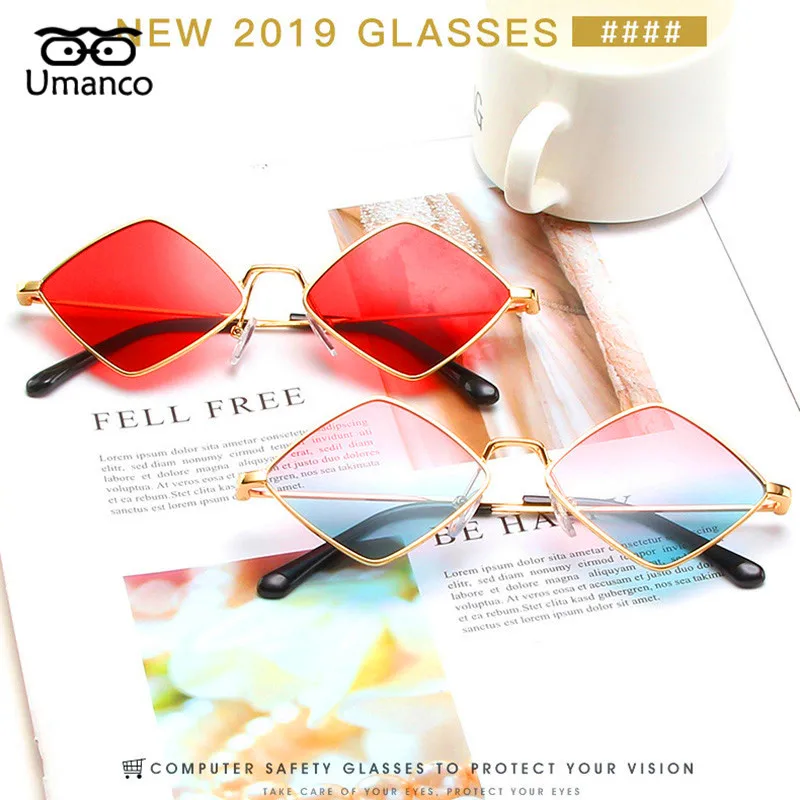Umanco 2019 Хит трендовые стимпанк Алмазная форма солнцезащитные очки для женщин и