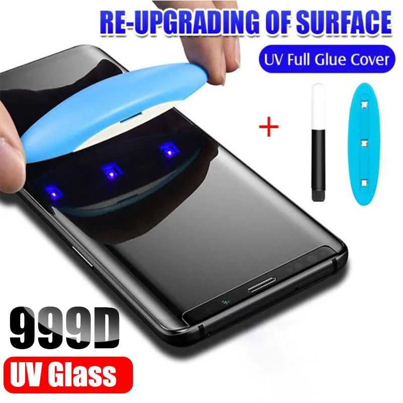 Закаленное стекло с УФ защитой для Samsung Galaxy Note 20 10 PLus S20 Ultra S8 S9 S10 e|Защитные стёкла и