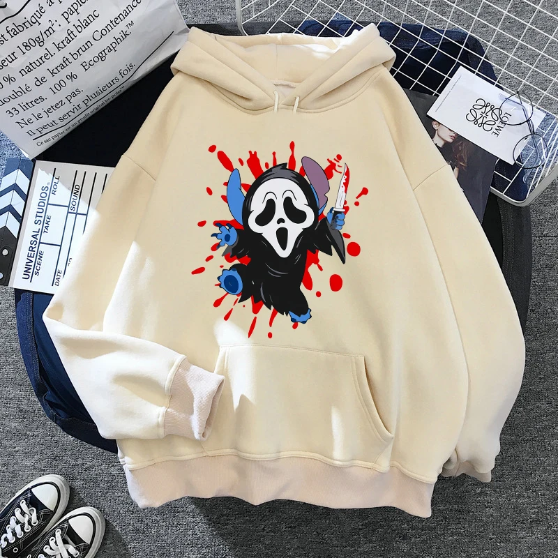 

Halloween Stitch Hooded Sweatshirts New Women Cartoon Pullover Kawaii Hoodies Unisex Casual Clothes Femme Harajuku Aesthetic Top