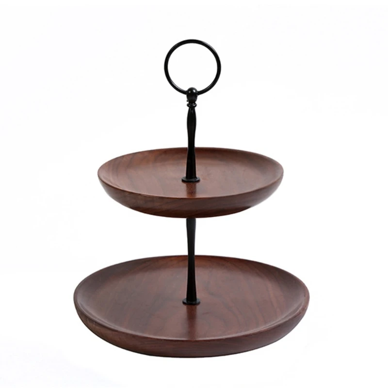 

B03D круглая деревянная двухслойная подставка для торта, поднос для десертного стола, витрина для кексов, украшение для дня рождения, свадьбы
