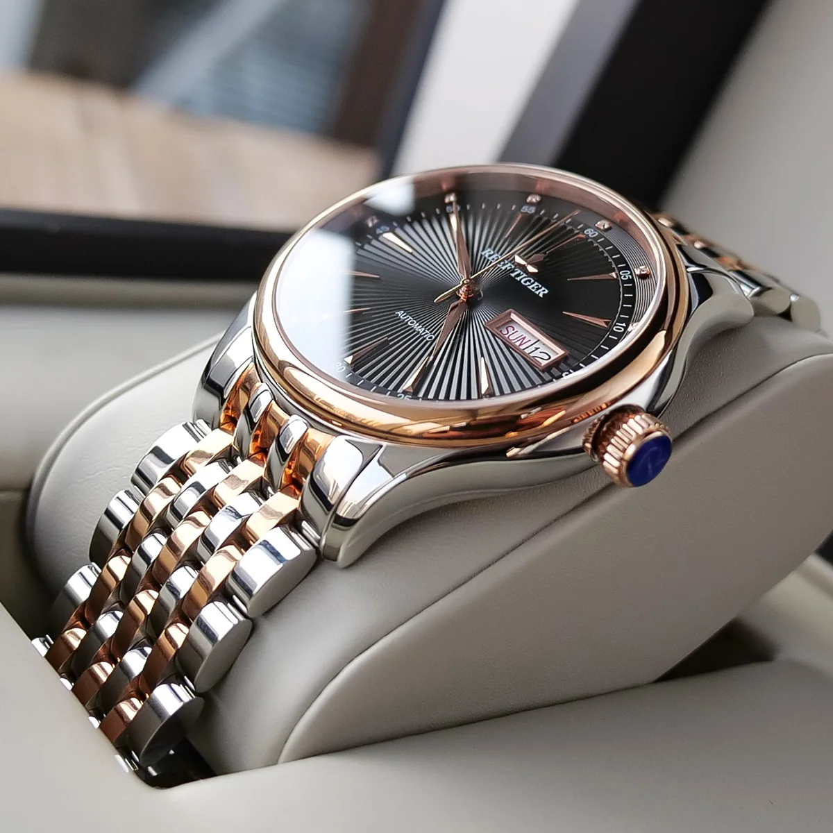 Мужские наручные часы Reef Tiger/RT полностью из нержавеющей стали классические с