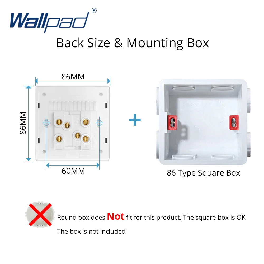 Кнопка Wallpad черная стеклянная панель с LED-индикатором настенный выключатель и