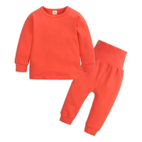 children thermal underwear set boys and girls pure color brushed thickened clothes set casual baby kids warm suit large size