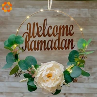 1set natural rattan wreath eid mubarak party ramadan kareem islamic muslim festival party diy garland party decoration