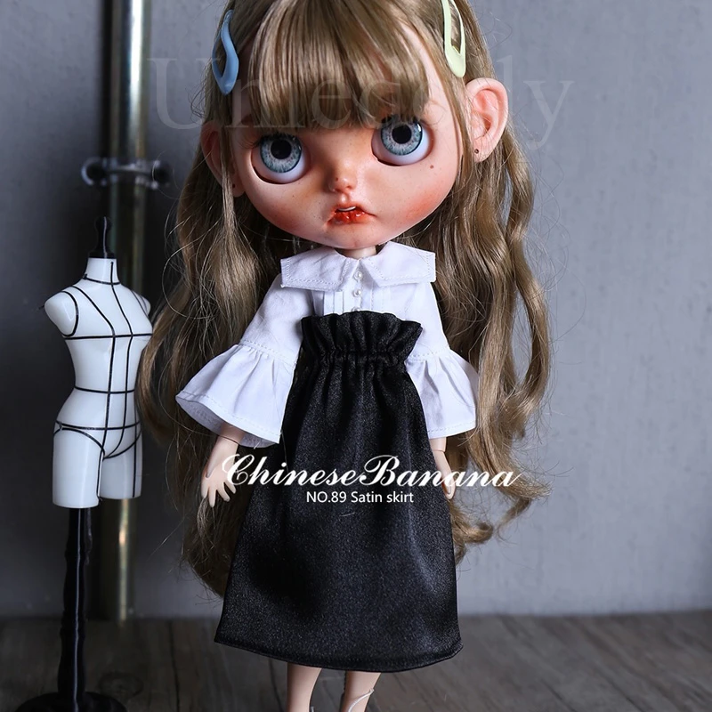 Милая рубашка с рукавом бабочкой атласная юбка для Obitsu 24 Azone S Blyth Doll одежда наряды