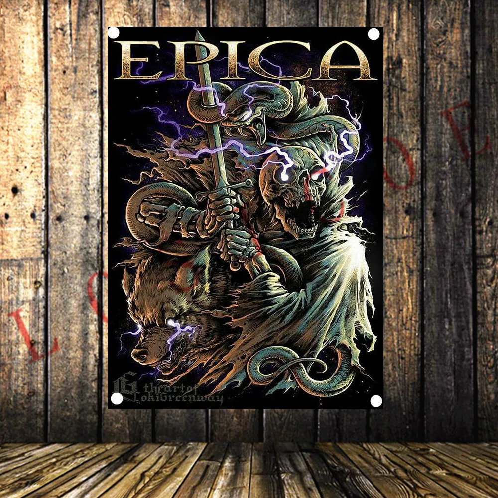 Большой плакат с татуировкой в виде рок-музыки баннер флаг винтажный гобелен