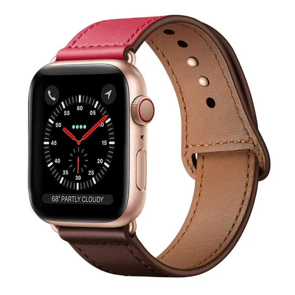 Chocolate Rose Кожаный ремешок для наручных часов Apple Watch 38 мм 40 мм 42-44 мм, Apple Watch сменный Ремешок Браслет для наручных часов iWatch, браслет Series 5/4/3/2/1 - Цвет ремешка: Chocolate Rose