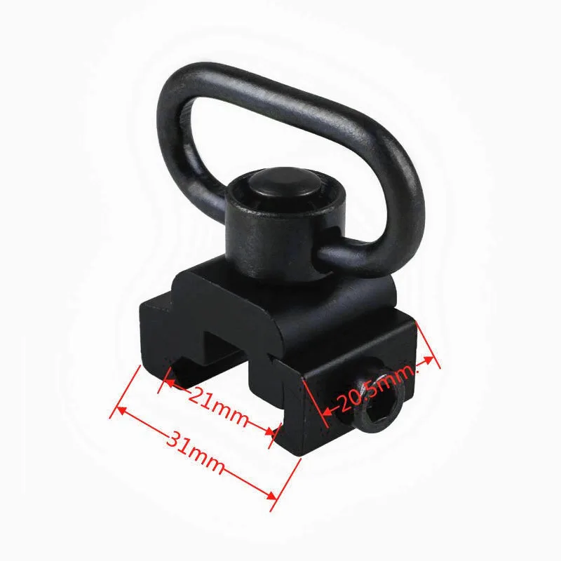 

QD Mount Push Button 1-1/4" 20mm Weaver or Picatinny Rail Mounted Quick Release Sling Ring Set Adapter Hunting