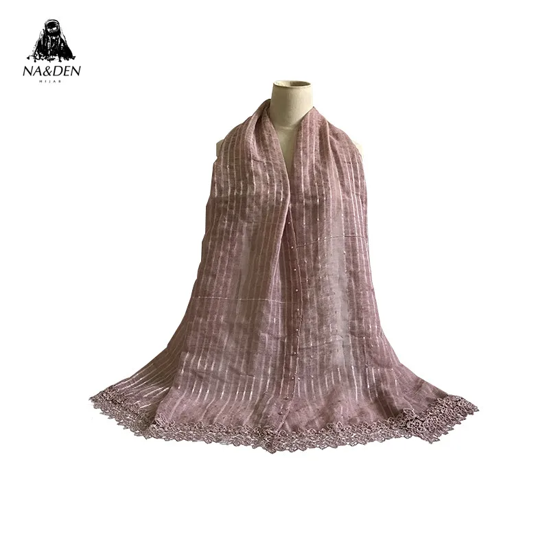 Новинка Обувь с вышивкой и цветочным принтом для девочек хиджаб шарф Жемчуг